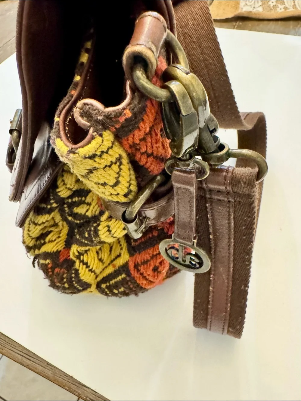 Audrey Brooke Leather Woven Crossbody Messenger Boho Bag